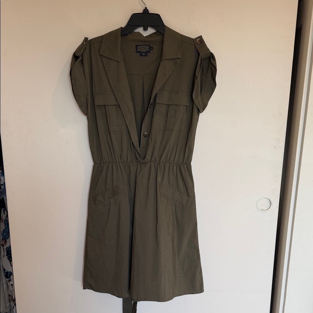 Pendleton Olive Green Short Sleeve Utility Dress